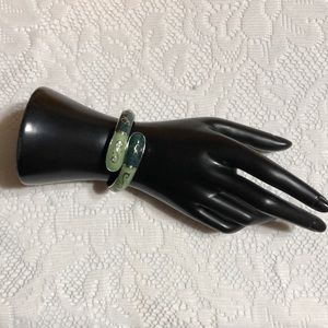 ** 3/$21 **  FUMI Multi Purpose Bangle Green & Silver